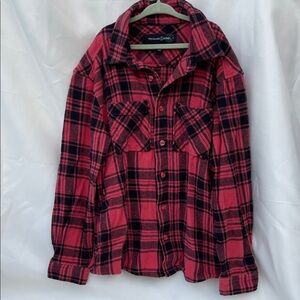 Treasure & Bond Red and Black Plaid Button Down Shirt